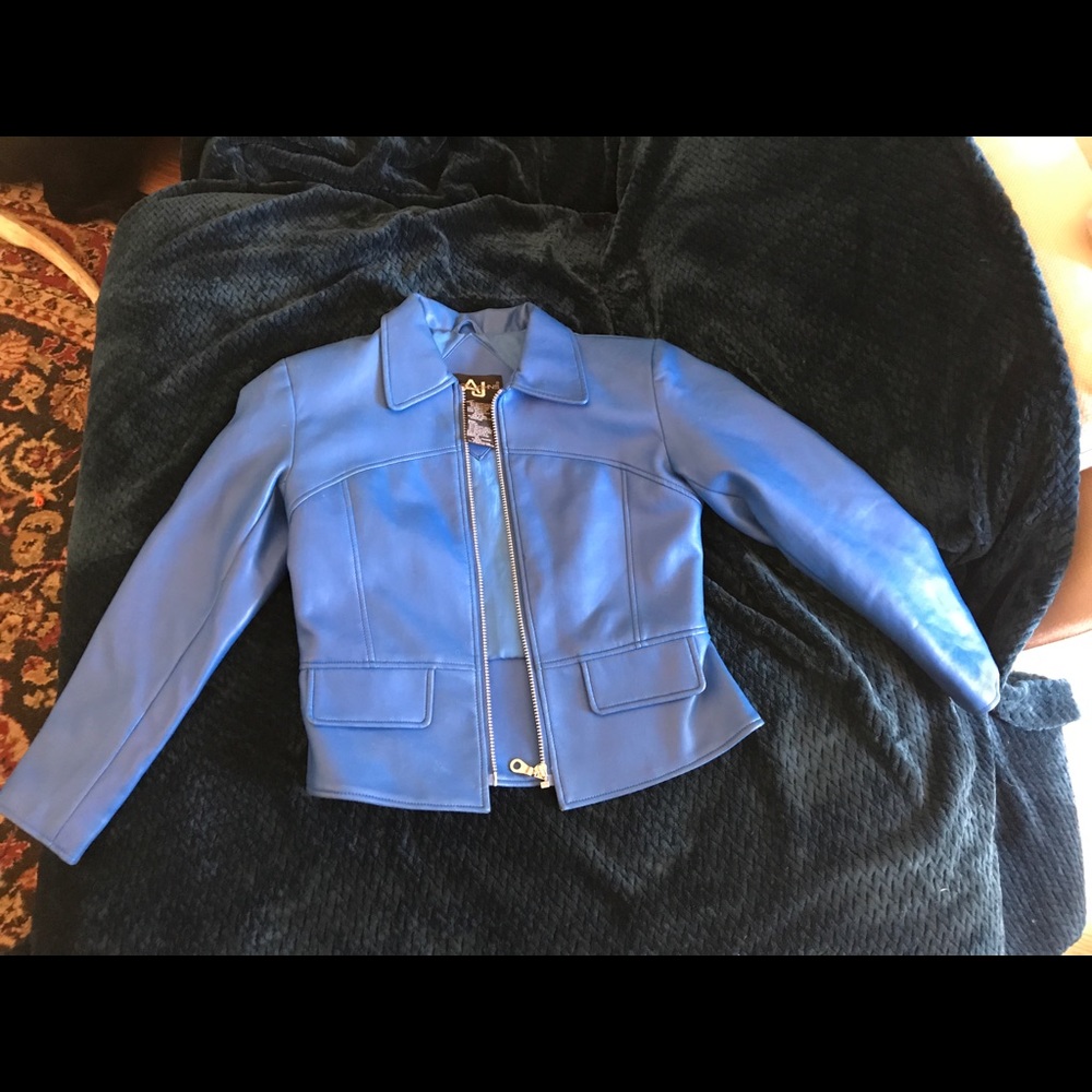 Blue leather jacket